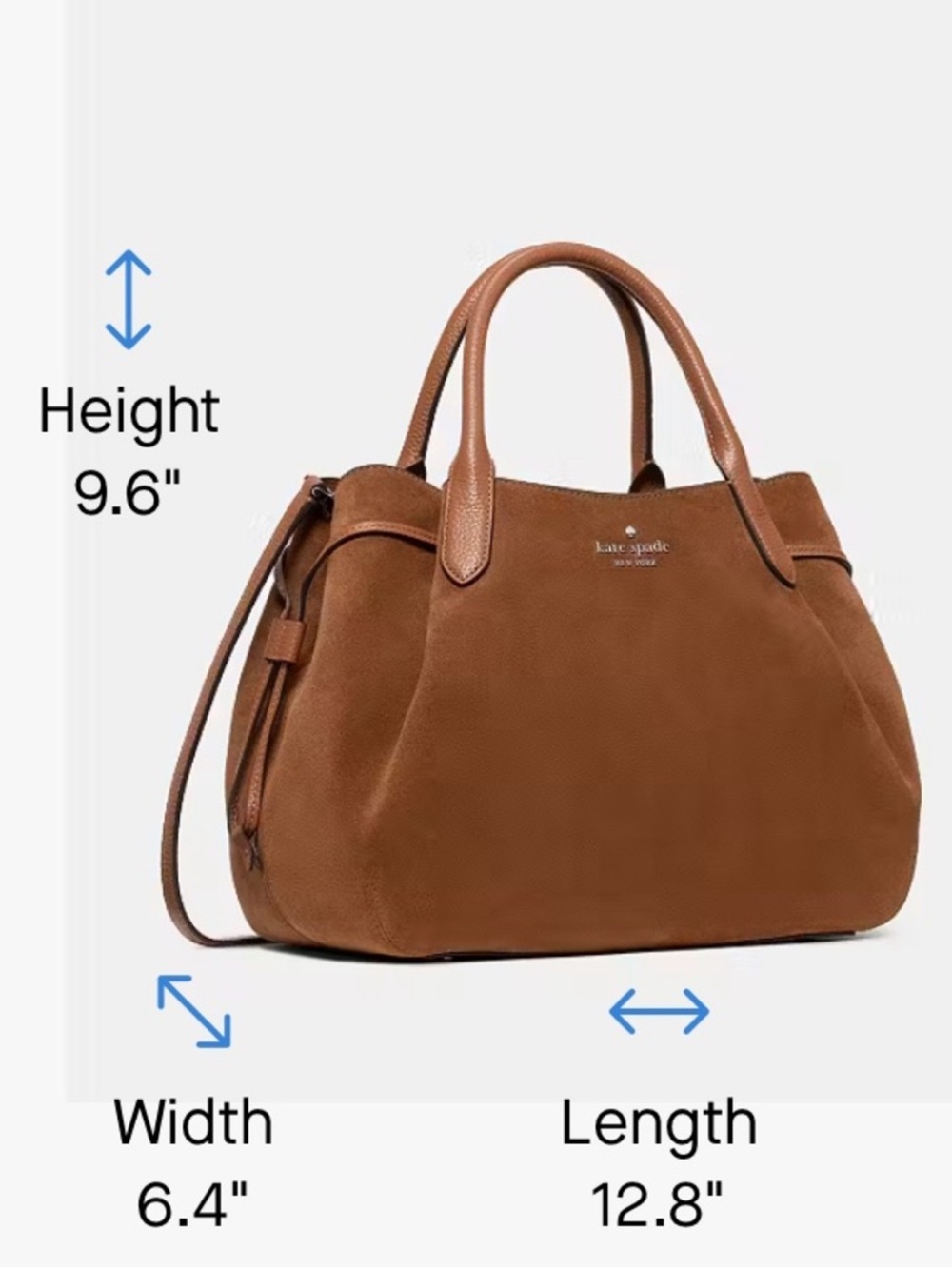 Kate Spade Dumpling Large Suede Satchel Crossbody Bag Warm Gingerbread - Picture 2 of 5